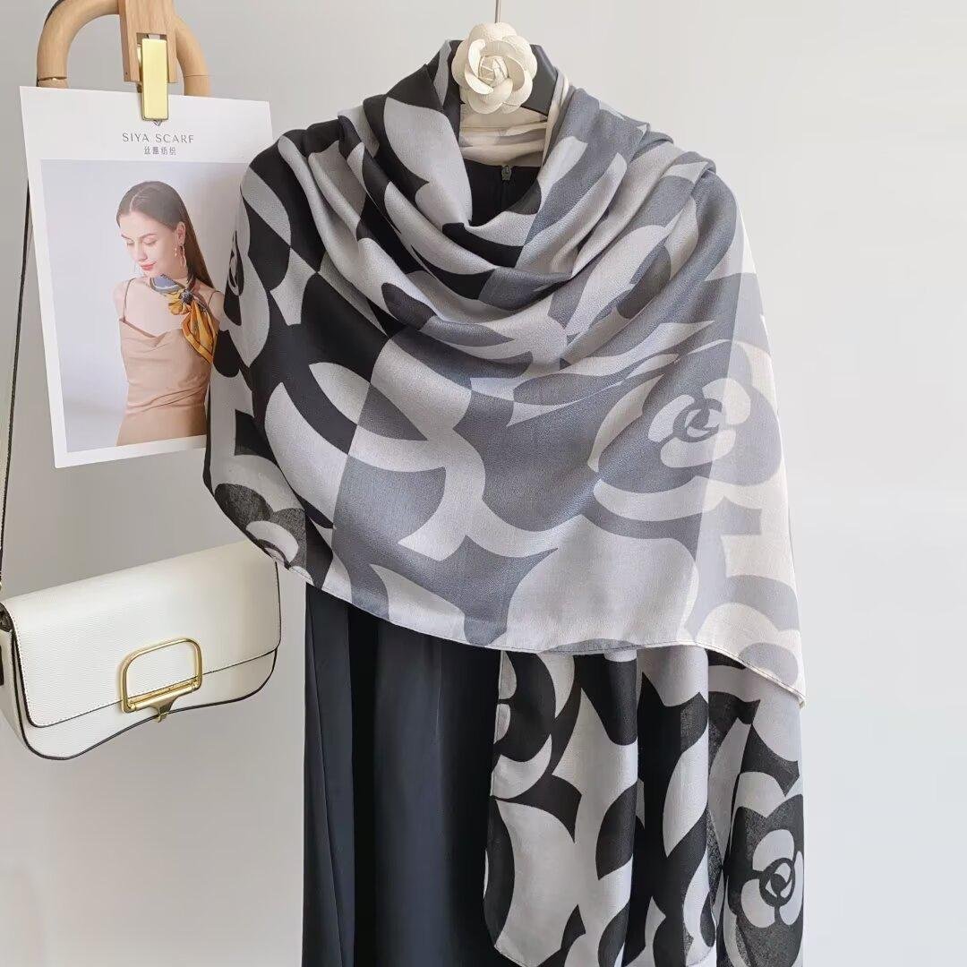 Grey Flower Winter Wear Scarf